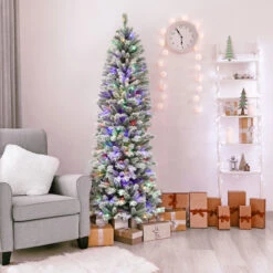 Holiday Living 7-ft LED Green Flocked Christmas Tree -Northlight Paradise 50175153d L