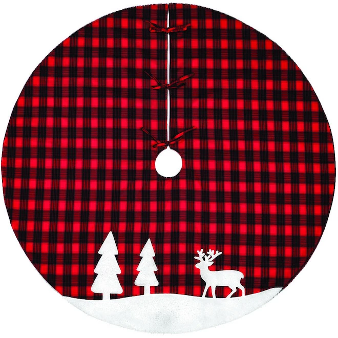 Holiday Living 48-in Christmas Tree Skirt With Check Buffalo And Winter Scenery Appliqué 3 Holiday Living 48-in Christmas Tree Skirt With Check Buffalo And Winter Scenery Appliqué