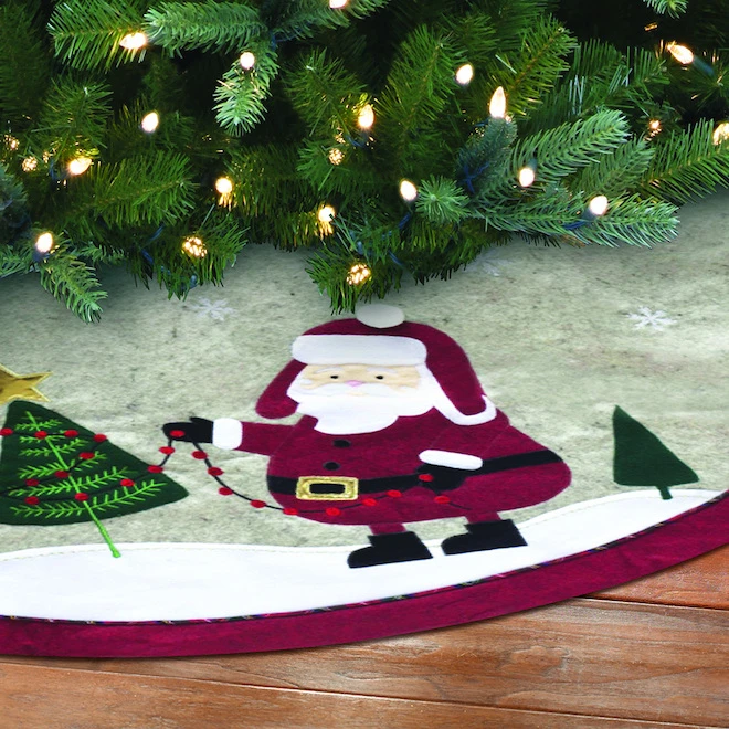 Holiday Living Christmas Tree Skirt With Santa 48-in 4 Holiday Living Christmas Tree Skirt With Santa 48-in - Image 2