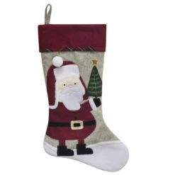 Holiday Living Christmas Stocking Grey With Santa 20-in -Northlight Paradise 53345197 L