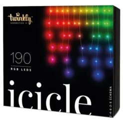 Twinkly 190-Light Multicolour Icicle Smart LED Christmas Lights -Northlight Paradise 66475003e L