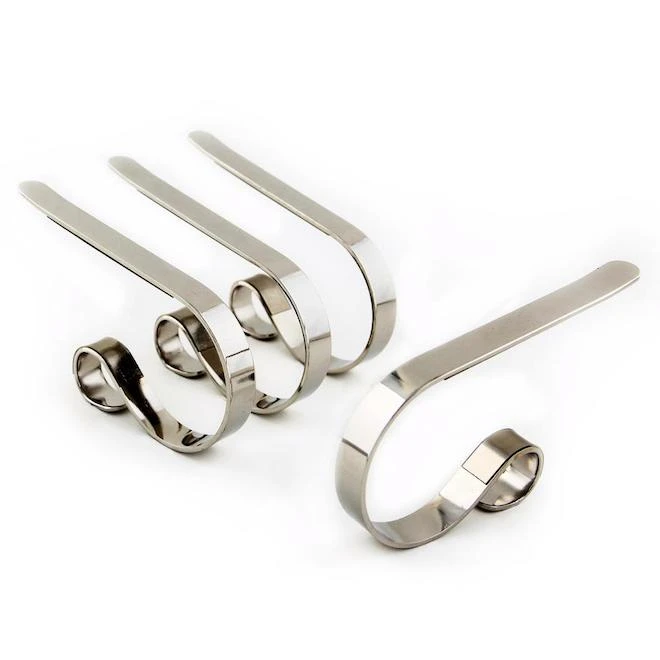 Christmas Stocking Steel Hanger - 4-Pack - Silver 3 Christmas Stocking Steel Hanger - 4-Pack - Silver